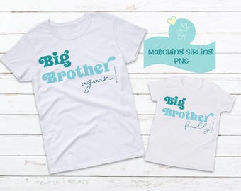 Big Brother Finally PNG, Big Brother Again PNG, Matching sibling, Big Bro PNG, Retro design, Promoted to Big brother pregnancy announcement