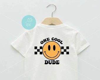 One Cool Dude PNG, Kids birthday png, Happy birthday png, Boys png, Groovy png, Cool birthday, Retro birthday design, Trendy toddler - PNG
