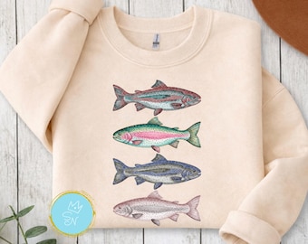 Colorful trouts PNG, River fish trout design, Fly fishing gift, Preppy coastal fish sublimation, Cute Girly fishing Fishermen, Rainbow trout