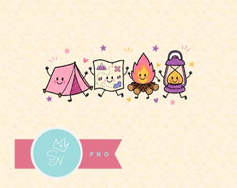 Happy camping doodles PNG, Cute smiling characters sublimation, Camping clipart Camping png Girly doodles png, Future camper, Adventure time