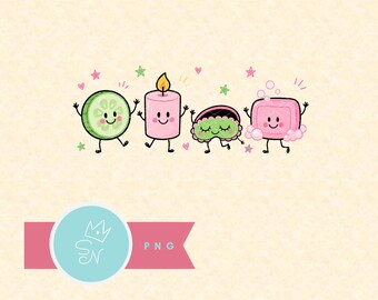 Happy spa doodles PNG, Cute smiling characters sublimation, Spa party clipart, Spa Doodles, Girly png, Self care png, Girls night Trendy PNG