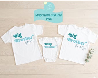 Big Brother Finally PNG, Big Brother Again PNG, Matching sibling, Big Bro PNG, Retro design, Promoted to Big brother, Pregnancy announcement