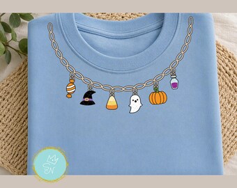 Halloween necklace PNG, Cute Halloween png, Charms png, Spooky season design, Unique Halloween diy, Halloween mini icons, Cute fall doodles
