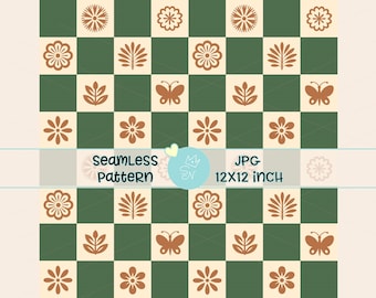 Patrón sin costuras de flores de talavera, diseño floral de talavera a cuadros, papel digital mexicano tradicional, estampado de barro de terracota de azulejos españoles