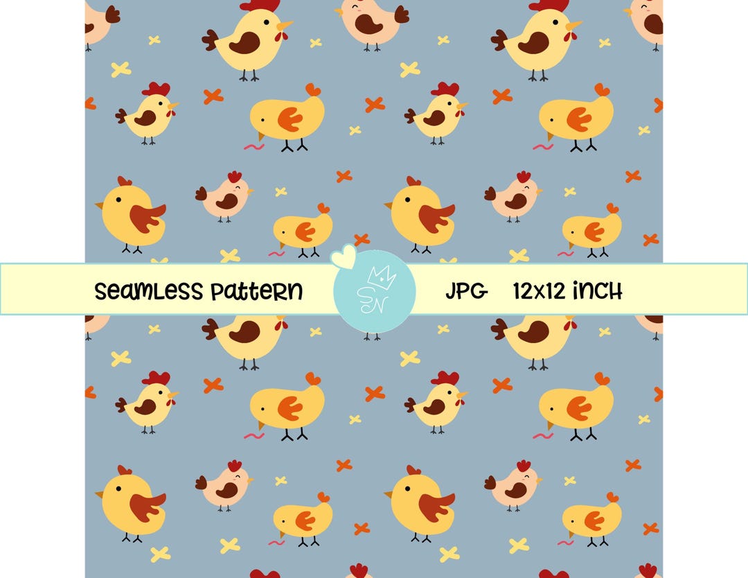 Chicken Repeat Pattern Cute Chickens Seamless Background, Farmhouse Chicken Repeating Pattern ...