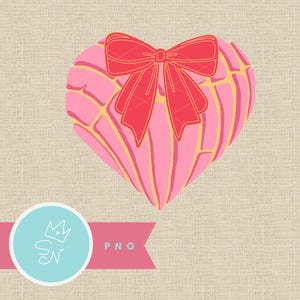 Concha heart PNG, Coquette corazon, Mexican concha clipart, Cute pan dulce, Heart with bow, Sweet mexican coquette bow, Girly conchita shell