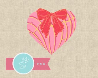 Corazón de concha PNG, Coqueta corazón, Clip art de concha mexicana, Lindo pan dulce, Corazón con lazo, Dulce lazo mexicano de coqueta, Concha de conchita femenina