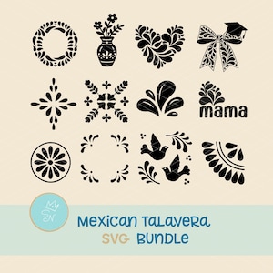 Mexican Talavera SVG bundle, Talavera corazon, Talavera heart svg, Estilo talavera tile, Spanish tile pattern, Talavera flowers, Mexican art