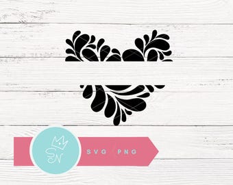 Talavera heart SVG PNG, Split monogram SVG, Monogram clipart, Split png, Mexicana design, Name frame, Mexican Talavera svg, Estilo talavera