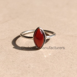 Natural Garnet Ring, 925 Sterling Silver Ring, Garnet Minimalist Ring, Dainty Gemstone Ring, January Birthstone Ring, Simple Ring for Women