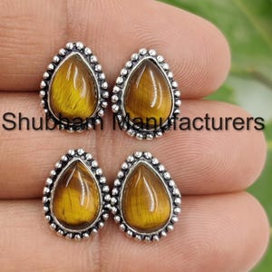 Tiger Eye Stud Earrings, 925 Sterling Silver Studs, Push Back Gemstone Studs, Healing Crystal Jewelry, Post Earrings for Women, Gift for Her