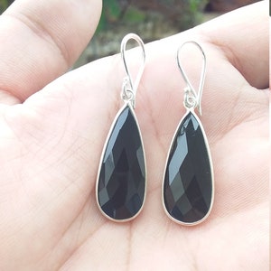 Black Onyx Earring, Sterling Silver Jewelry, Handmade Earrings, Gift for Her, Drop Dangle Earrings, Gem Stone Earrings, Silver Jewellery