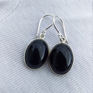 Black Onyx Earrings, Sterling Silver Earrings, Onyx Jewelry, Gemstone Handmade Jewelry, Dangle Earrings, Earrings for Women, Drop Earrings