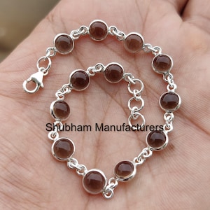 Smoky Quartz Bracelet/925 Sterling Silver/Healing Crystal/Dainty Minimalist Bracelet/Bracelet for Her/Handmade Gift/Natural Stone Jewelry