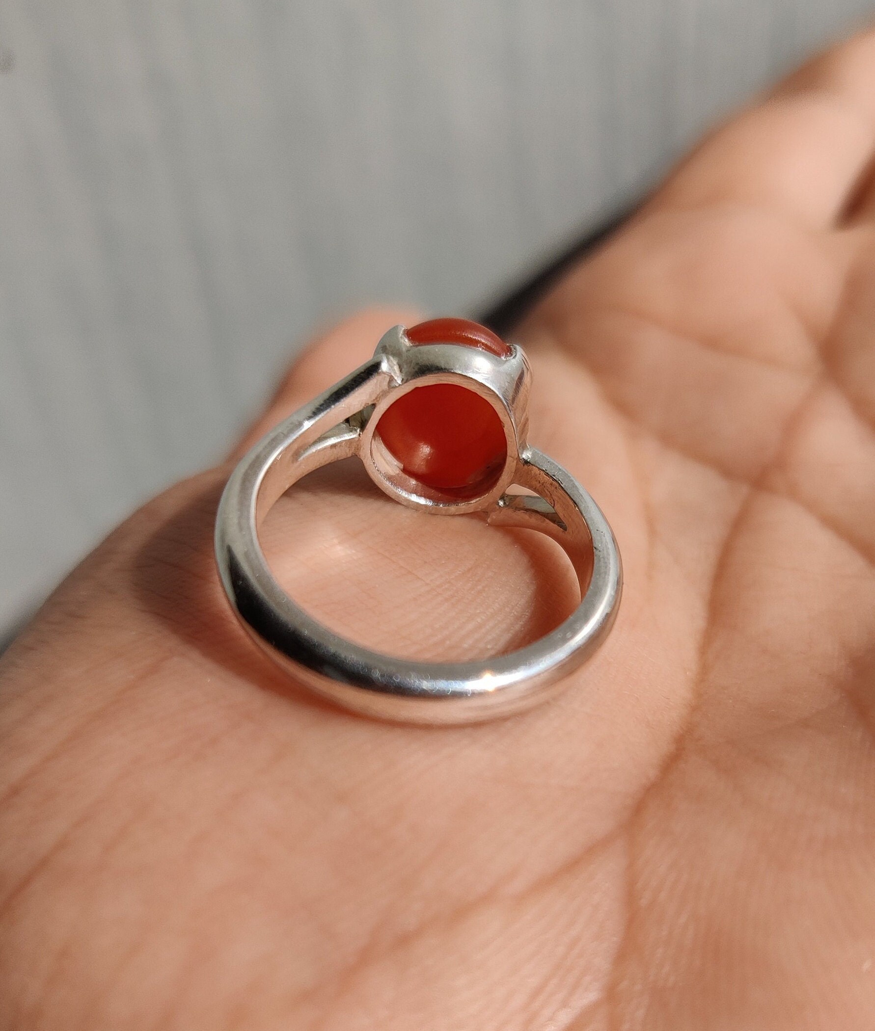 Silvershake Genuine Orange Carnelian Sterling Silver Ring - 8x6mm Solitaire Gemstone Ring, Virgo Birthstone | 925 Silver Casual Jewelry - View #4