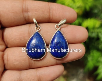 Handmade Lapis Lazuli Sterling Silber Anhänger, Tropfen Edelstein