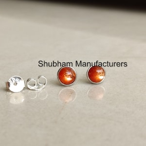 Sonnenstein Ohrstecker, 925 Sterling Silber Ohrstecker, Orange Edelstein Ohrstecker, Zierliche Minimalistische Ohrringe, Auffälliger Stein Schmuck, Unisex Schmuck