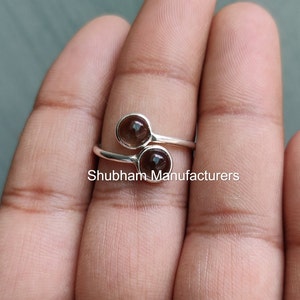 Handmade Smoky Quartz 925 Sterling Silver Bypass Ring