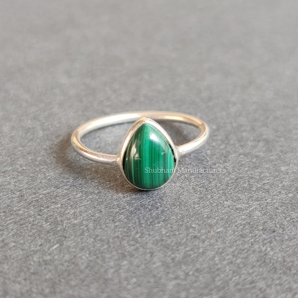 Natural Malachite Ring, 928 Sterling Silver Ring, Everyday Ring for Women, Malachite Silver Jewelry, Green Stone Ring, Handmade Gift for Her