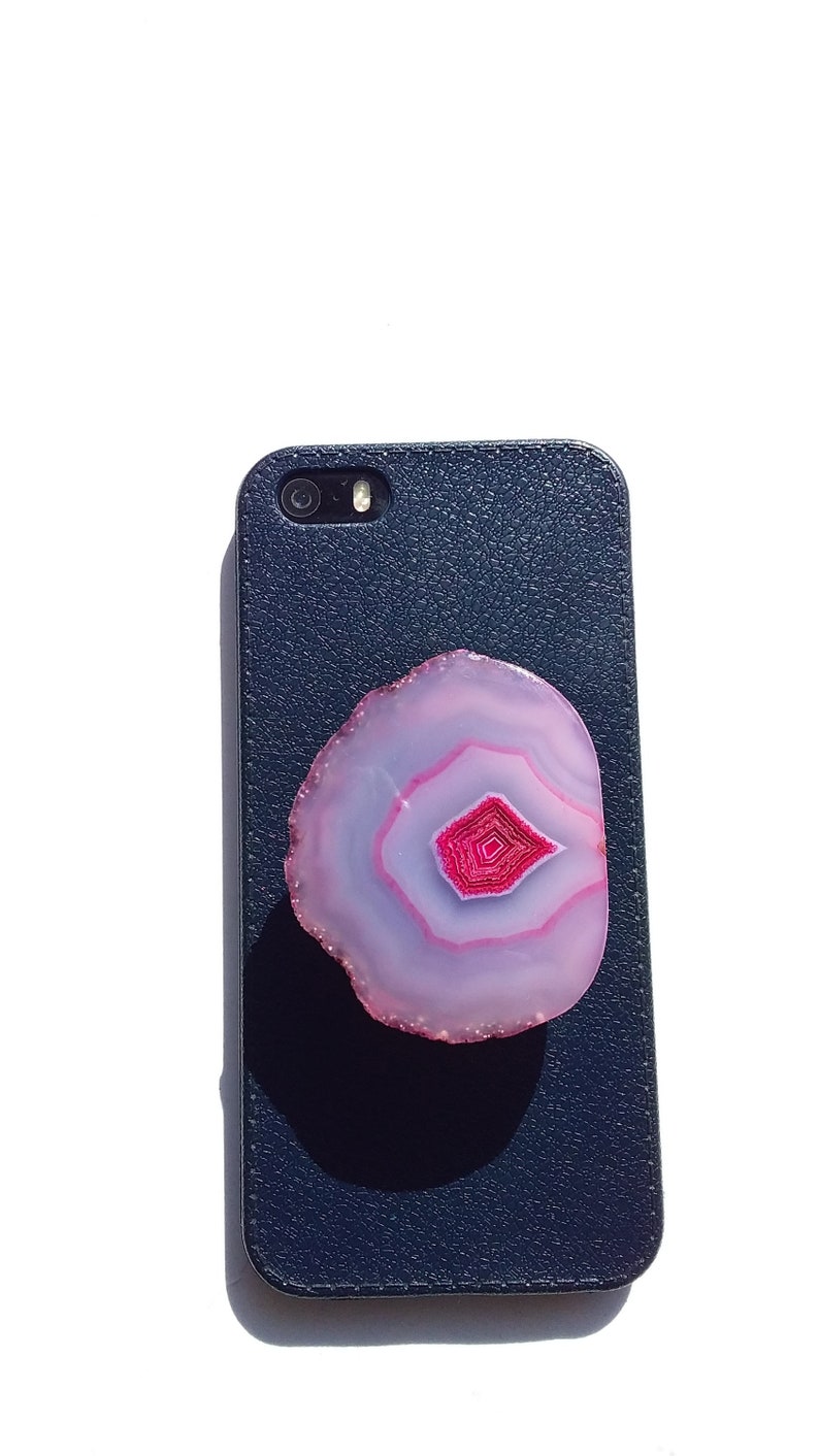 Gemstone Pop Socket Gift for Her Gift Idea Pink Color Gemstone Phone Grip Pop Socket Onyx Slice Phone Stand