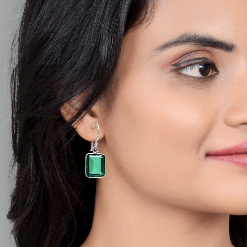 Gift for Her Emerald Hydro Earrings Drop /& Dangle Earrings Bridesmaid Earring Gift 925 Sterling Silver Jewelry