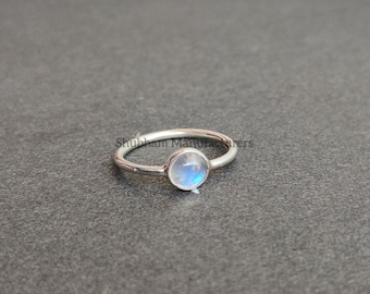 Rainbow Moonstone Ring, 925 Sterling Silver Ring, Tiny Moonstone Minimalist Ring, Dainty Gemstone Ring, Birthstone Ring, Simple Ring for Her