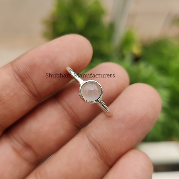 Natural White Moonstone Ring, Sterling Silver Moonstone Ring, Tiny Minimalist Moonstone Ring, Dainty Ring, Simple Ring, Birthstone, For Her