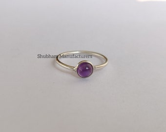 Amethyst Ring, 925 Sterling Silver Ring, Purple Amethyst Jewelry, Natural Gemstone Ring, Birthstone Gift for Her, February Birthstone Ring