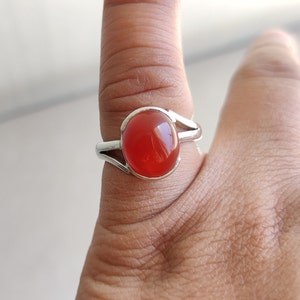 Genuine Carnelian Ring, 925 Sterling Silver Ring, Gemstone Ring, Ring for Women, Natural Stone Jewelry, Handmade Gift for Her