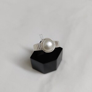 Freshwater Pearl Ring, 925 Sterling Silver Jewelry, Round Pearl Jewelry, Pearl Gemstone Ring, Boho Ring, Gift for Her Ring size 6.5 & 5.5
