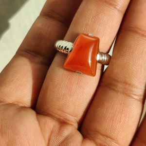 Natural Carnelian Ring, 925 Sterling Silver Jewelry, Cabochon Stone Ring, Orange Gemstone Ring, Genuine Carnelian Jewellery, Gift for Her