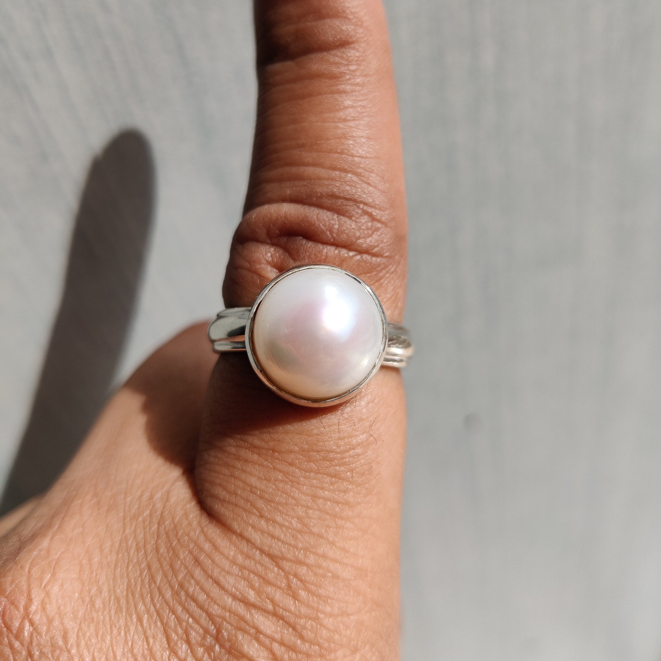 Buy GOLD PLATED WHITE PEARL RING FOR MEN (7) at Amazon.in