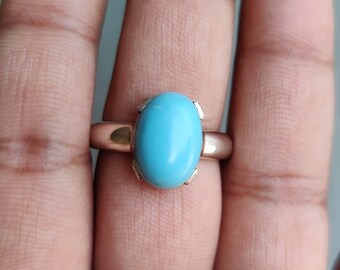 Turquoise Ring, 925 Solid Sterling Silver Ring, Handmade Ring, Festival Jewelry, December Birthstone Ring, Cabochon Stone, Unisex Jewelry