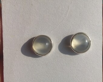 White Moonstone Sterling Silver Stud Earrings, Moonstone Earrings, Gemstone Stud Earrings, Daily Wear Earrings, Gift Idea for Girls