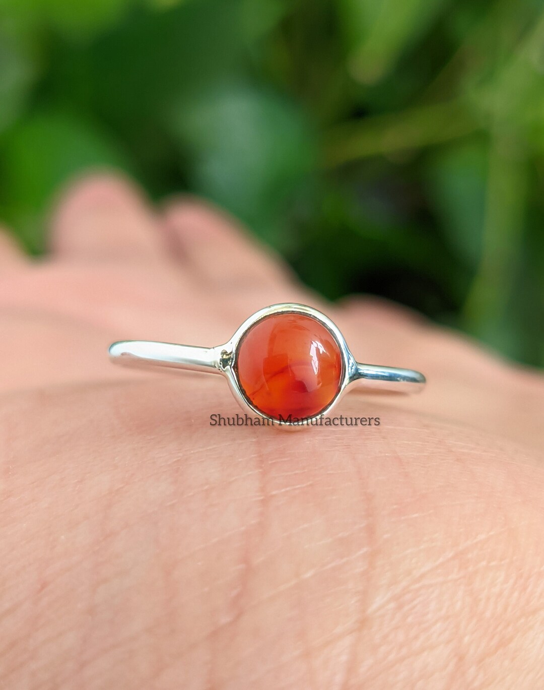Bague Argent 925 Avec Cabochon Cornaline - Taille 54 - Poids 8.5g - Neuf Sans Emballage