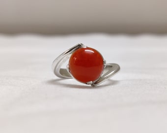 Bague carnelienne authentique, 925 bijoux en argent sterling, bague en pierre Cabochon, bijoux carneliens rouges, bague de fiançailles alternative, cadeau pour les femmes