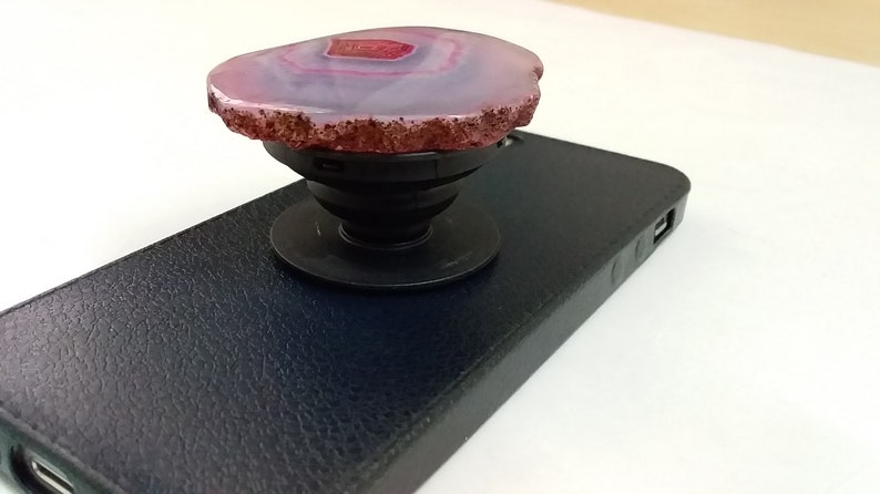 Gemstone Pop Socket Gift for Her Gift Idea Pink Color Gemstone Phone Grip Pop Socket Onyx Slice Phone Stand
