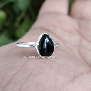 Black Onyx Ring, 925 Sterling Silver Ring, Black Gemstone Ring, Dainty Onyx Ring, Birthstone Ring, Natural Stone Ring, Handmade Jewelry