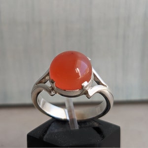 Anello carneliano genuino, anello in argento sterling 925, anello di pietre preziose arancioni, regalo fatto a mano per lei, gioielli in pietra naturale, anello Boho per lei