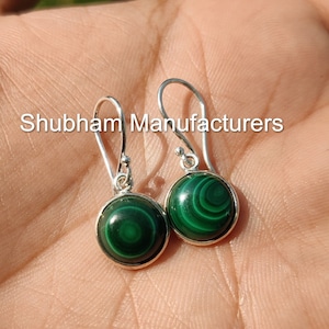 Natural Malachite Earrings, 925 Sterling Silver Earrings, Malachite Gemstone Earrings, Simple Everyday Earrings, Malachite Dangle Earrings