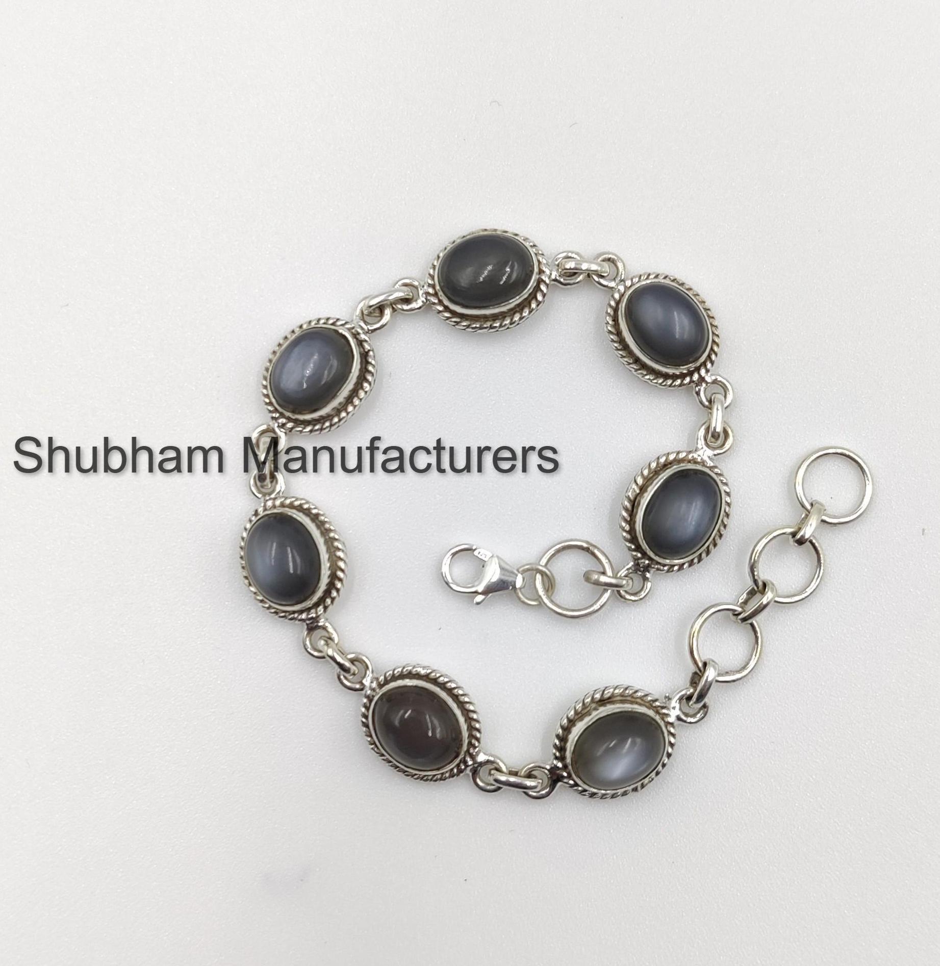 STERLING Silver製 ムーンストーン ブレスレット グレームーンストーンブレスレット：手作りの925スターリングシルバー