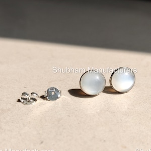 Natural White Moonstone Studs, 925 Sterling Silver Studs, White Moonstone Post Earrings, Silver Moonstone Minimalist Jewelry,June Birthstone