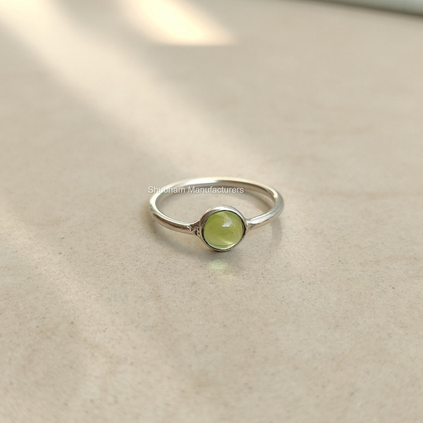 Natural Peridot Ring, 925 Sterling Silver Ring, Tiny Peridot Minimalist Ring, Dainty Gemstone Ring, August Birthstone Ring, Simple Ring