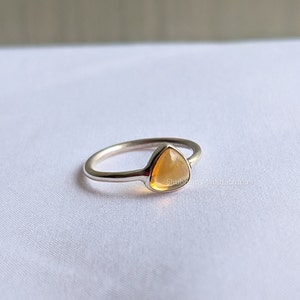 Natural Citrine Ring, 925 Sterling Silver Ring, Citrine Jewelry, Minimalist Stone Ring, Yellow Gemstone Ring, Tiny Dainty Ring, Gift for Her