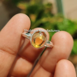 Natural Citrine Ring, 925 Sterling Silver Ring, Yellow Gemstone Ring, Minimalist Stone Ring, Handmade Silver Jewelry, November Birthstone