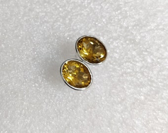 Yellow Citrine Stud Earrings, Sterling Silver Studs, Citrine Jewelry, Dainty Stud Earrings, Small Studs, Gift for her, November Birthstone