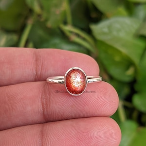 Anillo de piedra solar, anillo de plata de ley 925, joyería de piedra solar, anillo de piedra preciosa natural, anillo de piedra de nacimiento de plata, regalo hecho a mano para ella, anillo de piedra