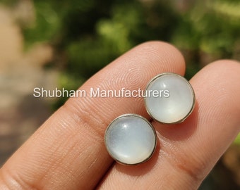 Natural White Moonstone Studs, 925 Sterling Silver Studs, White Moonstone Post Earrings, Silver Moonstone Minimalist Jewelry,June Birthstone