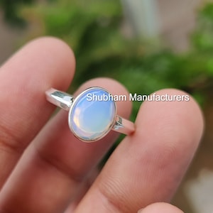 Sparkling Opalite Ring, 925 Sterling Silver Ring, Milky Quartz Gemstone Ring, Stone Ring for Women, Colorful Opalite Jewelry,Healing Crystal