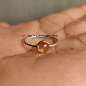 Natural Citrine Ring, 925 Sterling Silver Ring, November Birthstone, Yellow Gemstone Ring, Tiny Ring for Women, Dainty Jewelry Ring for Her